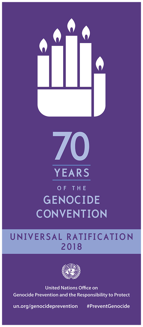 Affiche des 70 ans de ratification universelle de la Convention sur le génocide 2018